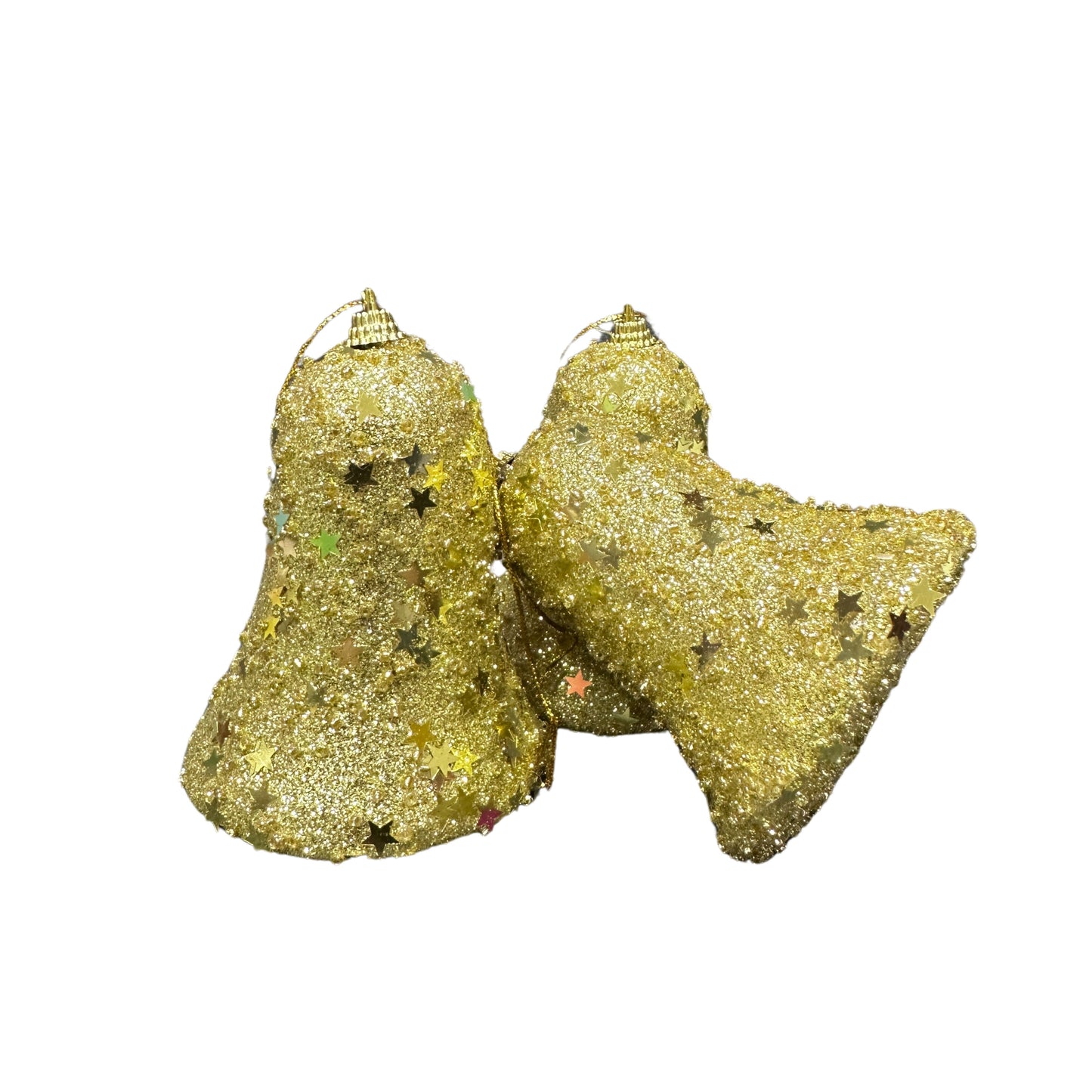 glittery  gold Bell ornament - 3pcs Gold