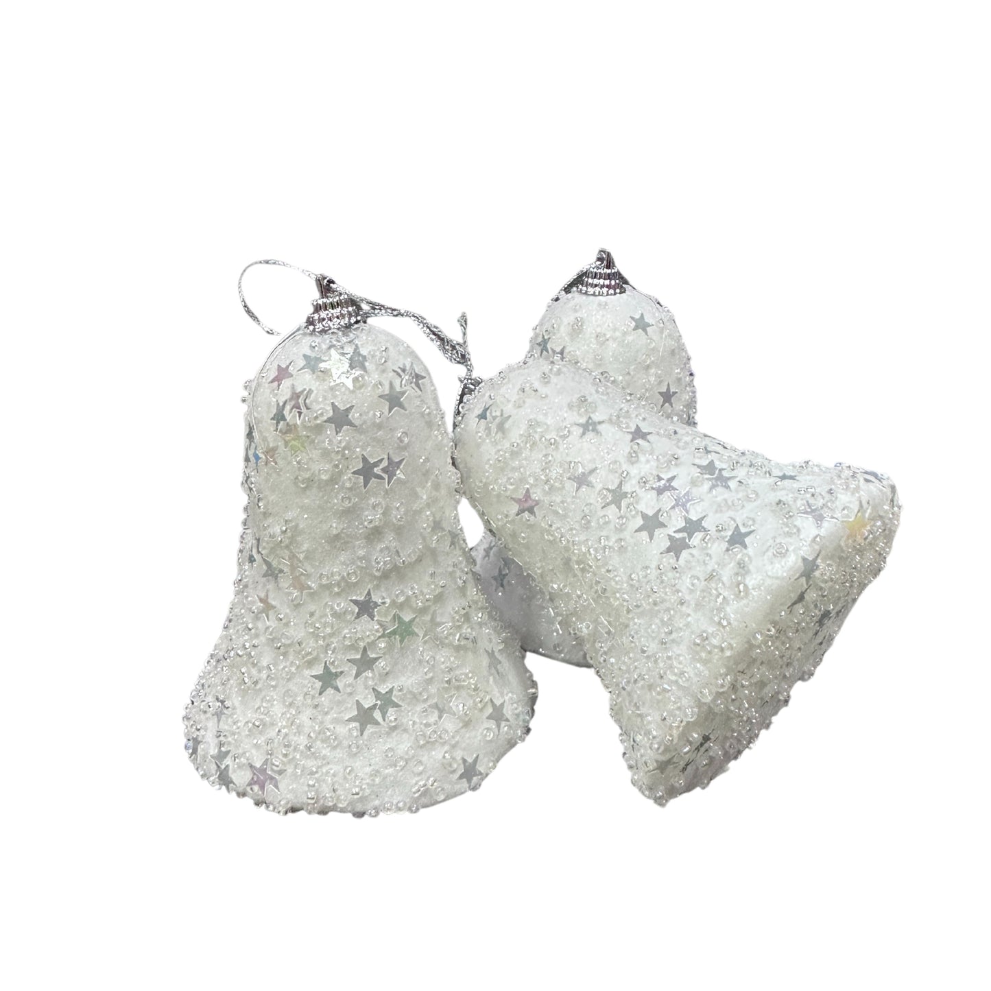 glittery White  Bell ornament - 3pcs White