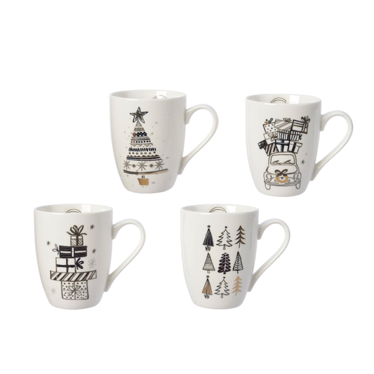 Mug porcelain with gold foil -1pc- 12cm