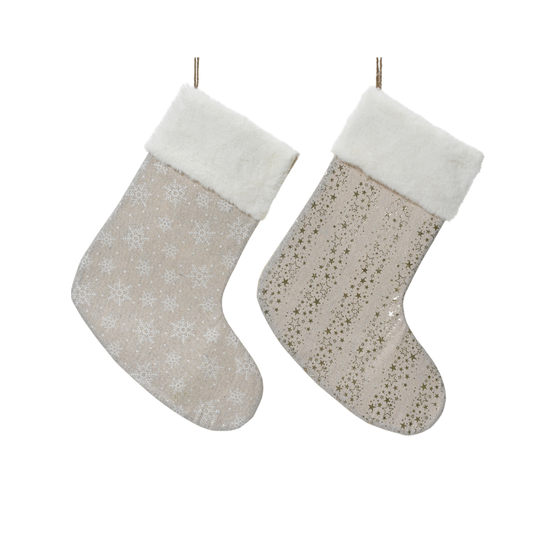 Stocking polyester snowflake print 1 piece L.0.5cm x W.29cm x H.38cm