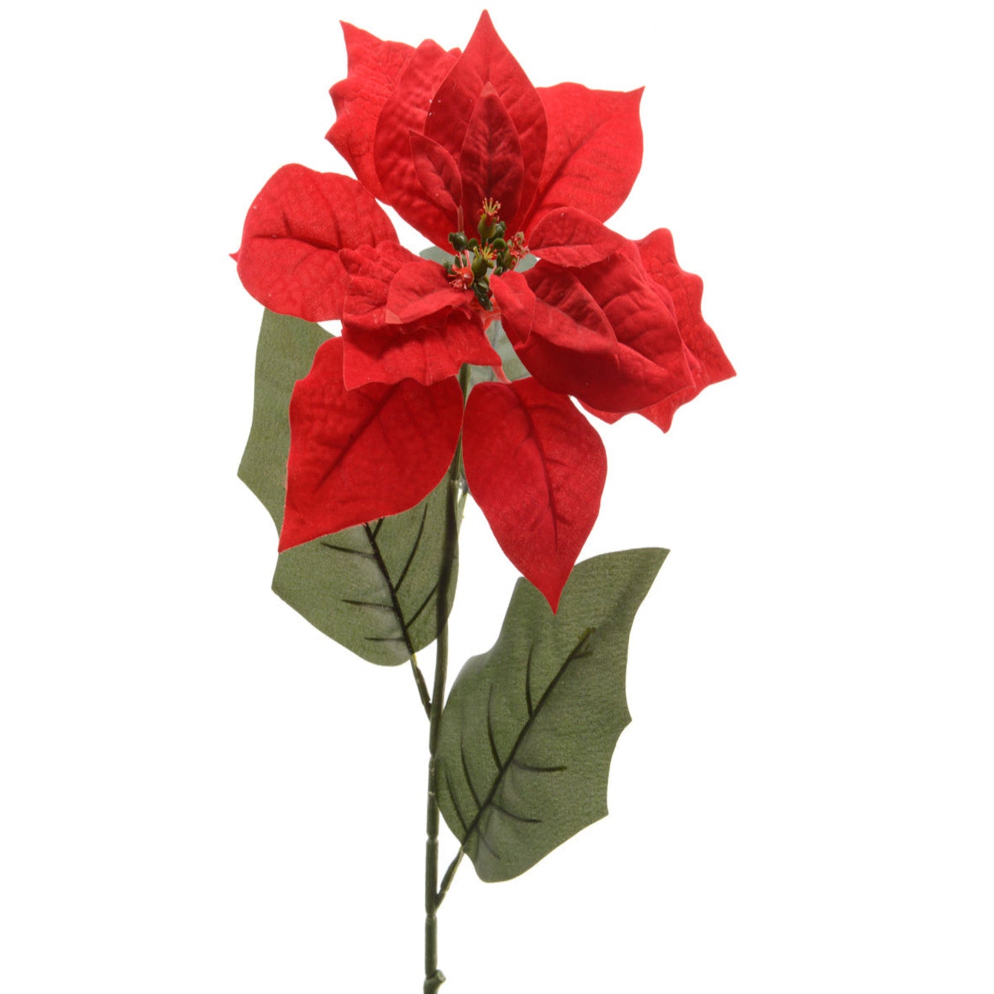 Poinsettia on stem polyester 1pc - 67 cm