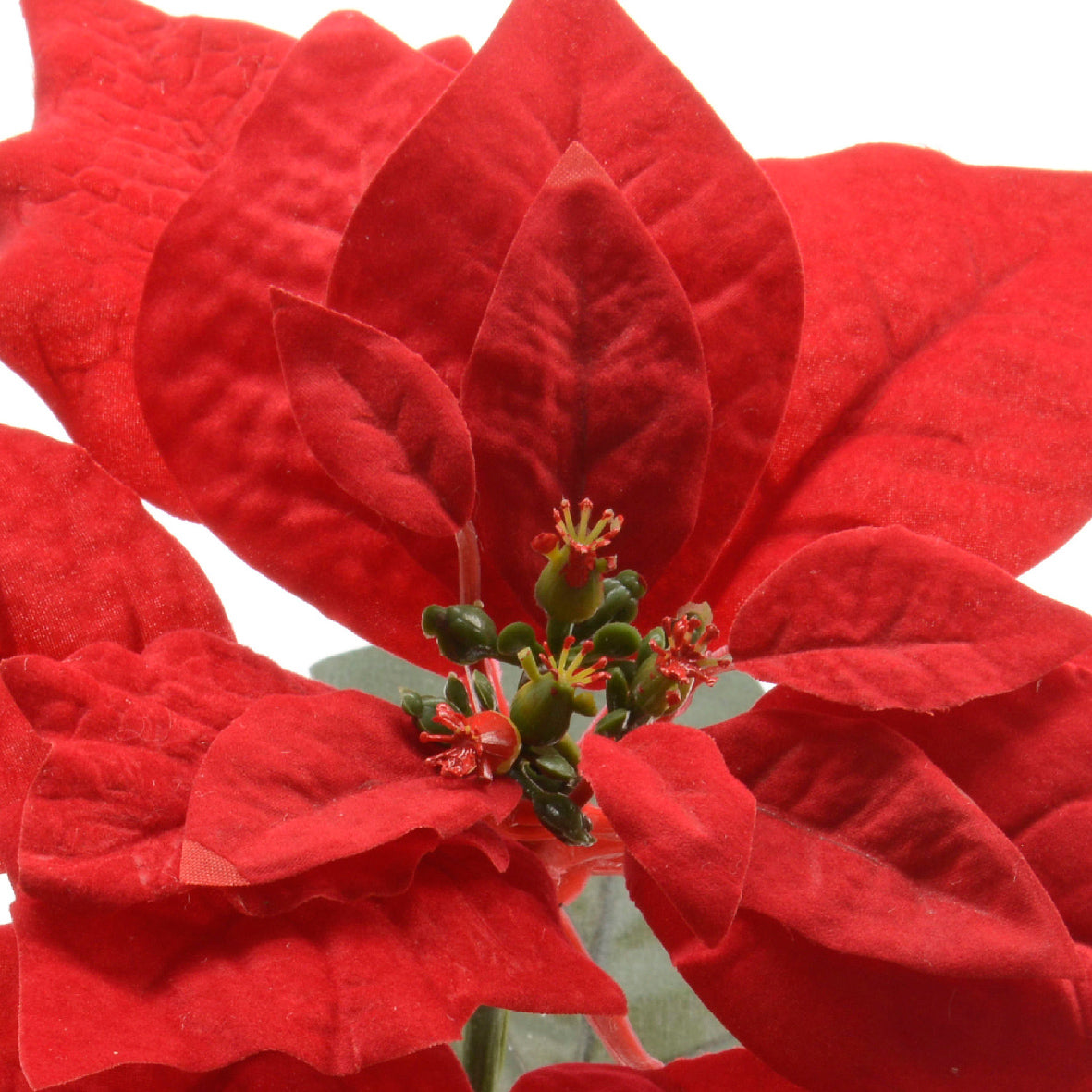 Poinsettia on stem polyester 1pc - 67 cm