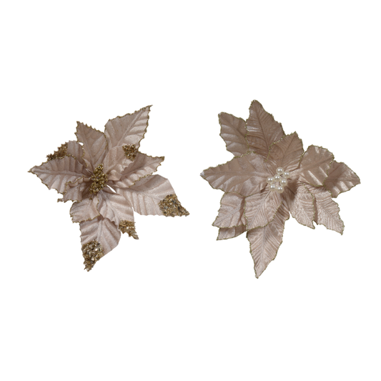 Poinsettia on clip polyester glitter velvet H.4cm  D.30cm
