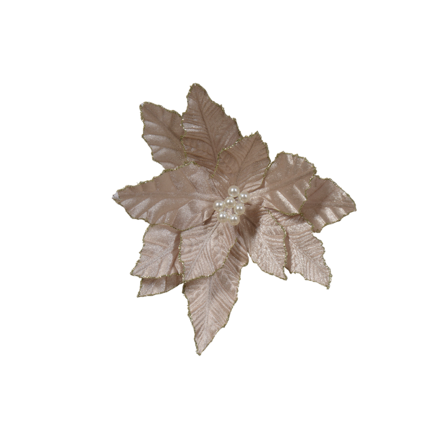 Poinsettia on clip polyester glitter velvet H.4cm  D.30cm