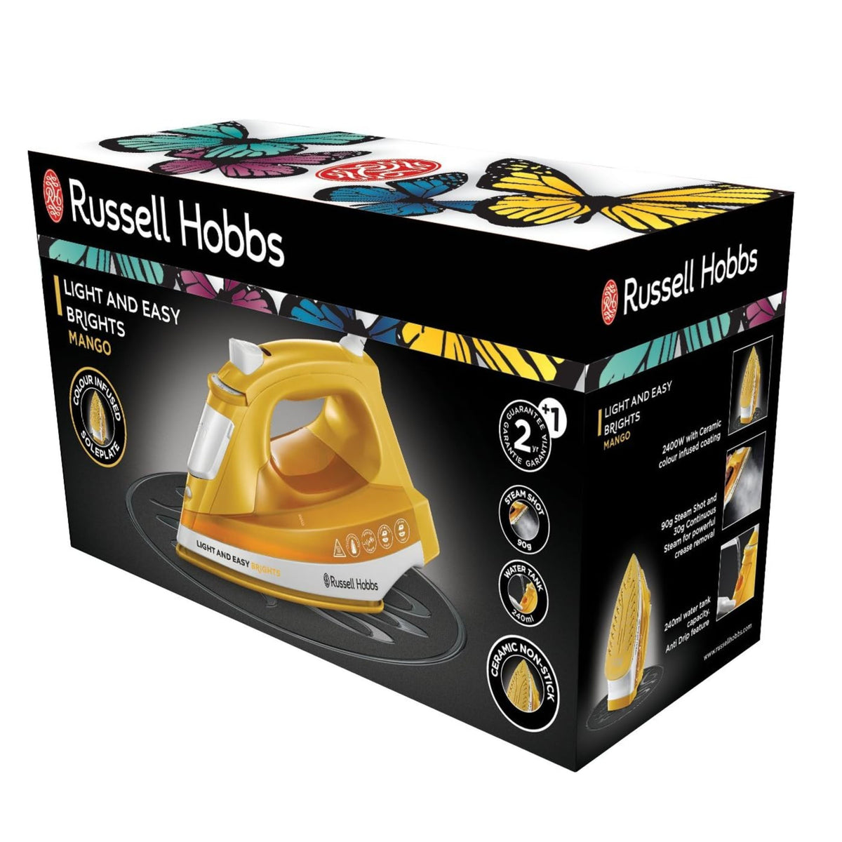 Russell Hobbs Steam Iron Possible Vertical Steaming Iron - Yellow 24800-56 Light and Easy