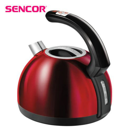 Electric Kettle with Display and Power Cord Base, Red (Metallic) 1.5L-