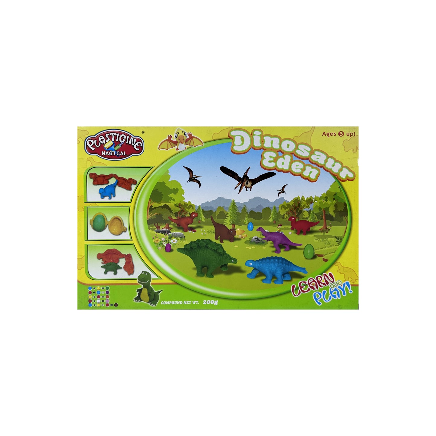 Modeling Clay Dinosaur Eden Creation 200G colors Blue, Red, Yellow and white