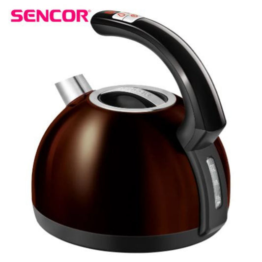 Electric Kettle with Display and Power Cord Base, Brown (Metallic) 1.5L