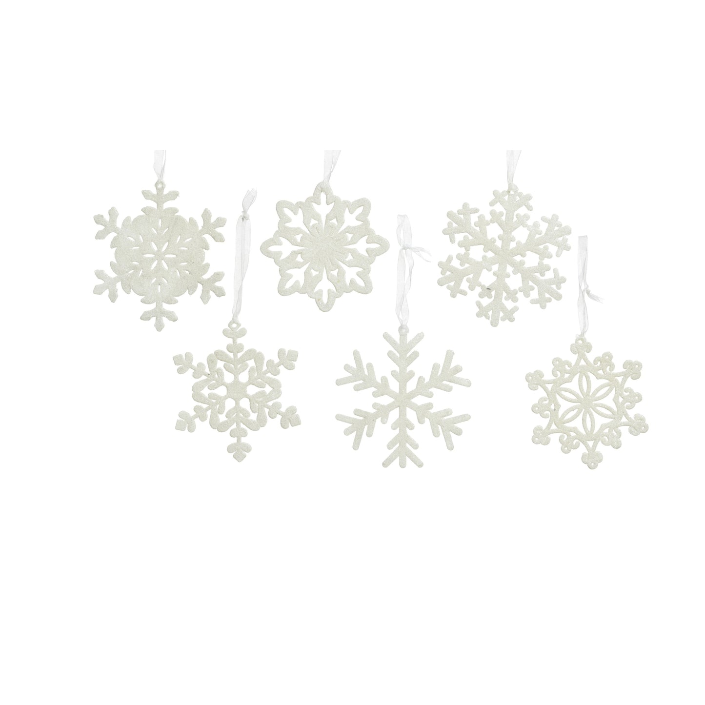 Snow flake plastic glitter  winter white 10cm