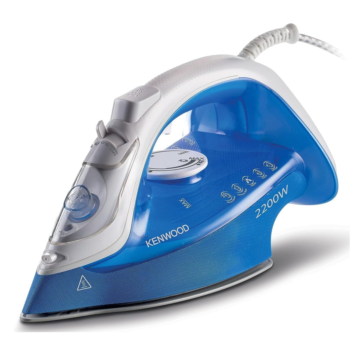 Kenwood Steam Iron 2200W with Ceramic Soleplate, Anti-Drip, Anti-Calc, Self Clean, Continuous Steam, Burst, Spray Function  White/Blue