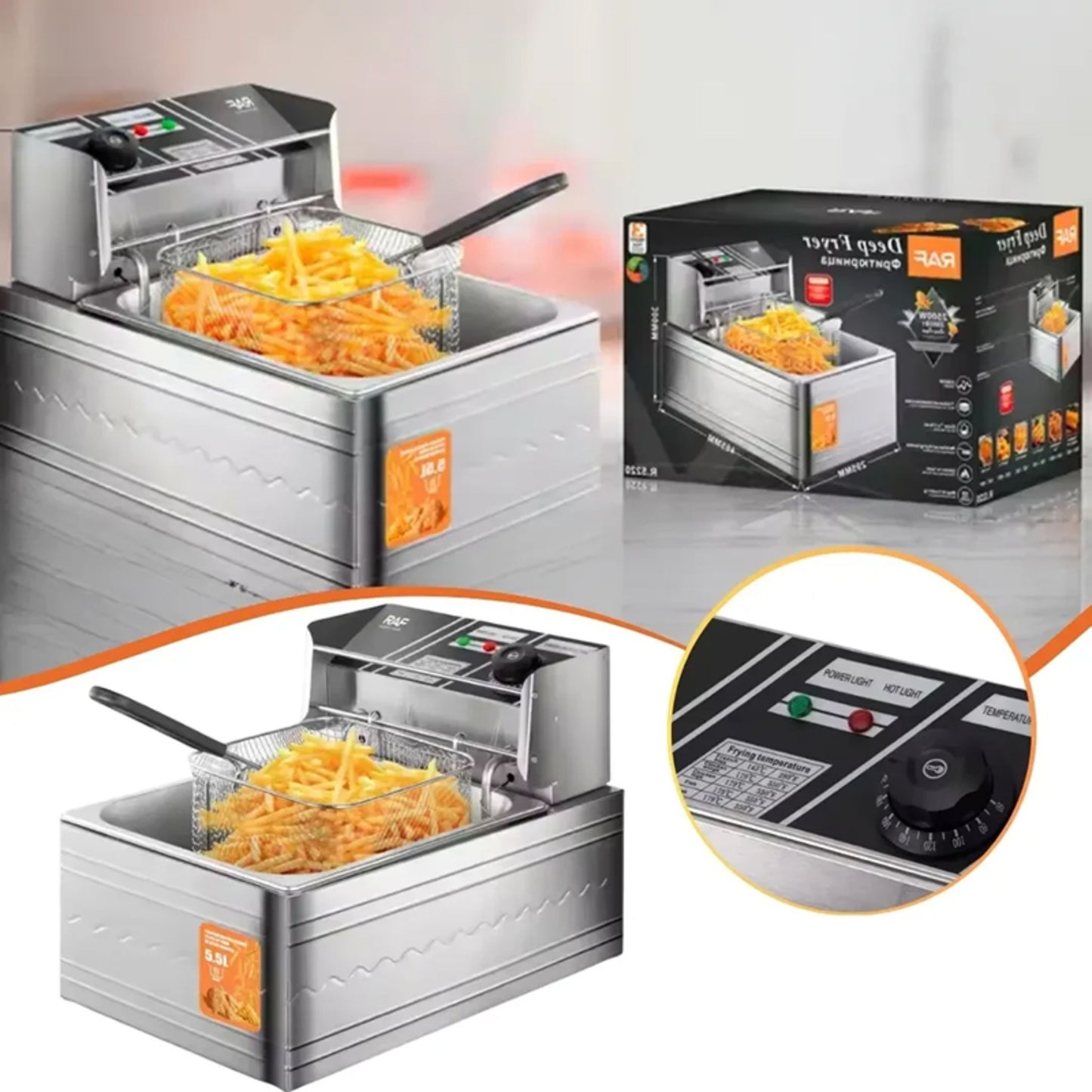 RAF Electric Deep Air Fryer 2500W 5.5L 49cm