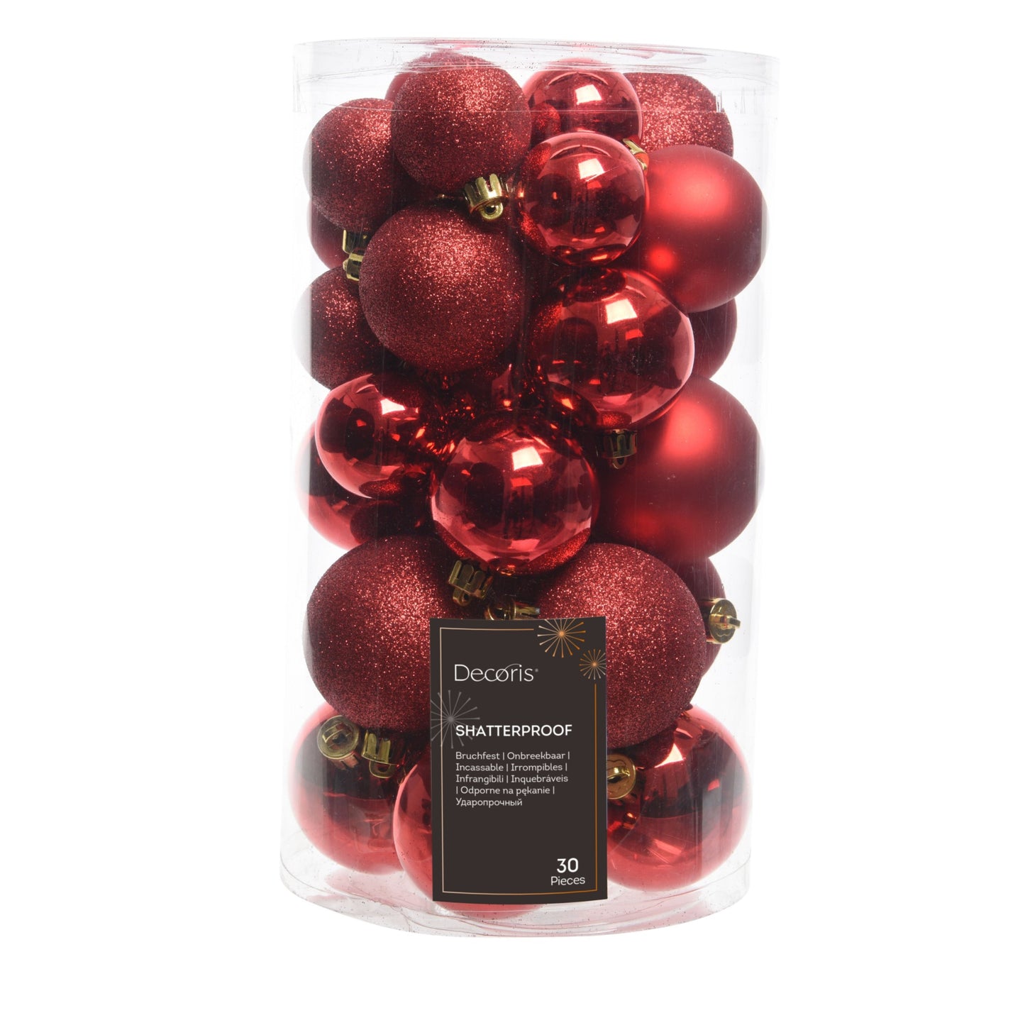 Baubles polystyrene shiny, matt, glitter mix 30 pcs mixed