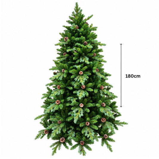 Christmas Tree  Green with pine cones - 180cm 26833