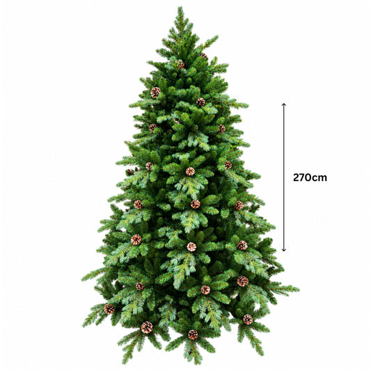 Christmas Tree  Green with pine cones - 270cm 26833