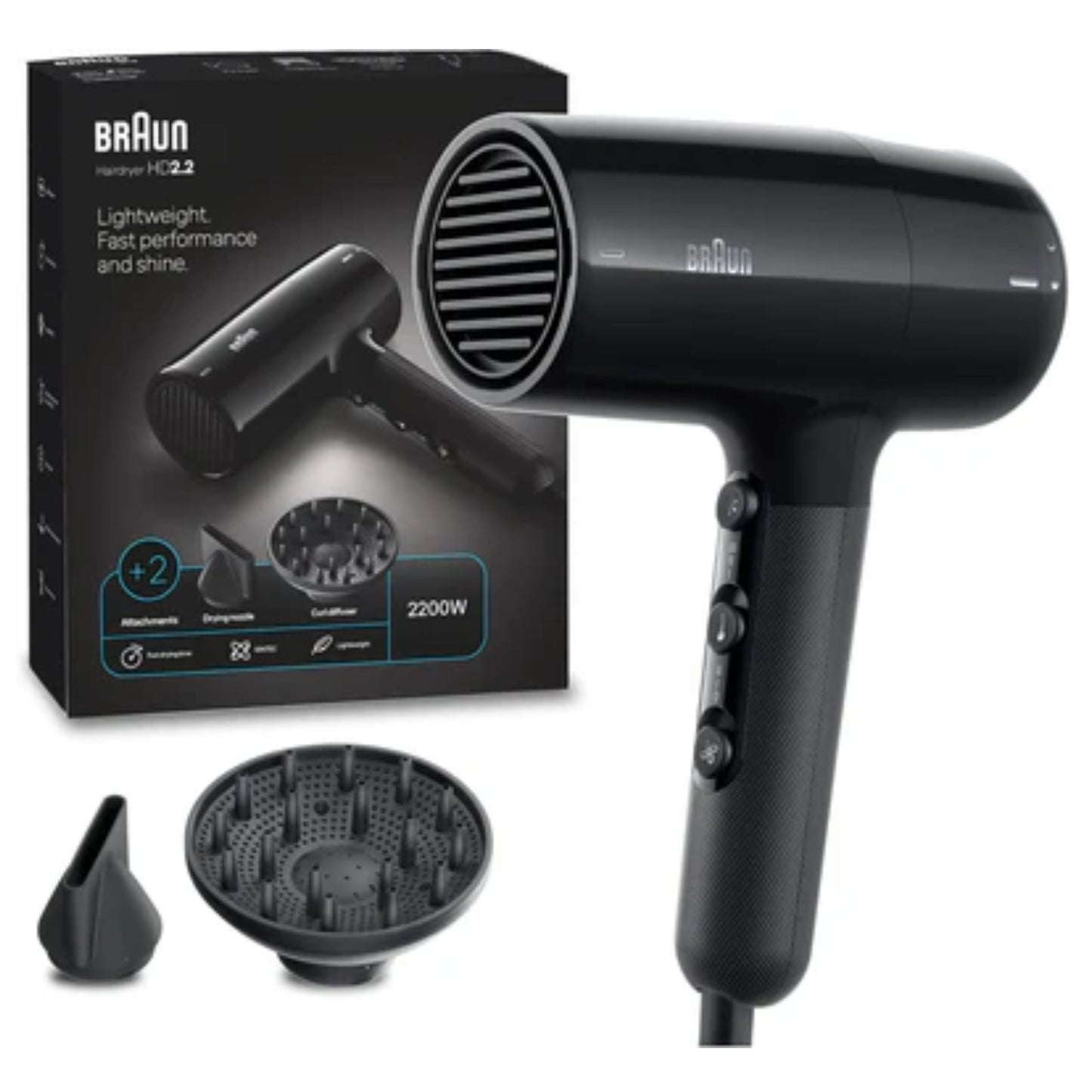 Braun, HD2.2 Hair Dryer Lightweight  - Ion Black