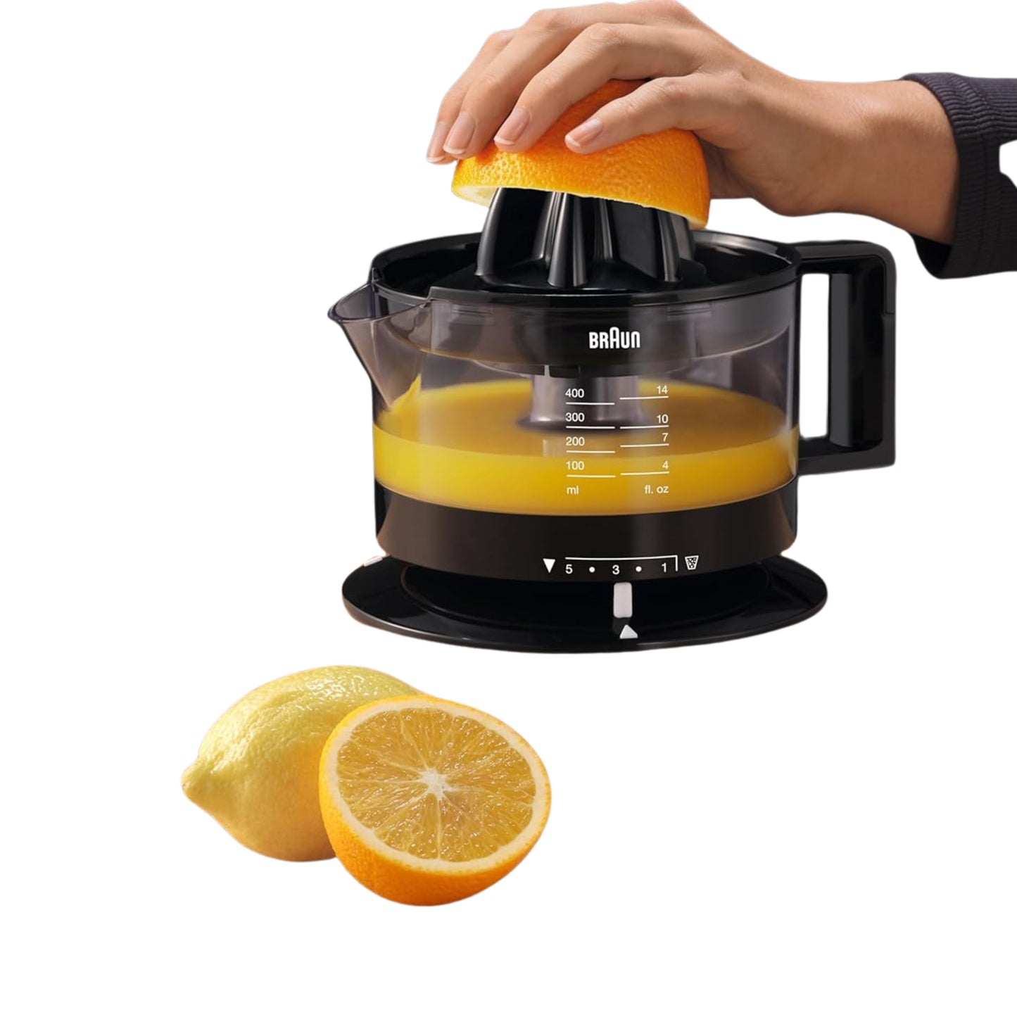 Braun Electric Citrus Press , Orange Juice, Lemon, Grapefruit, Bowl 500ml , 20 W, Black