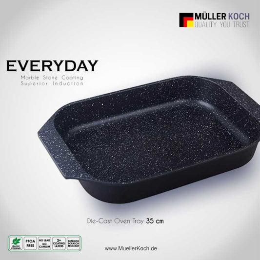 Müller Kitchen PFOA Rectangle Die Cast Aluminum Free Baking Tray (Black, 4.4L, 35cm)