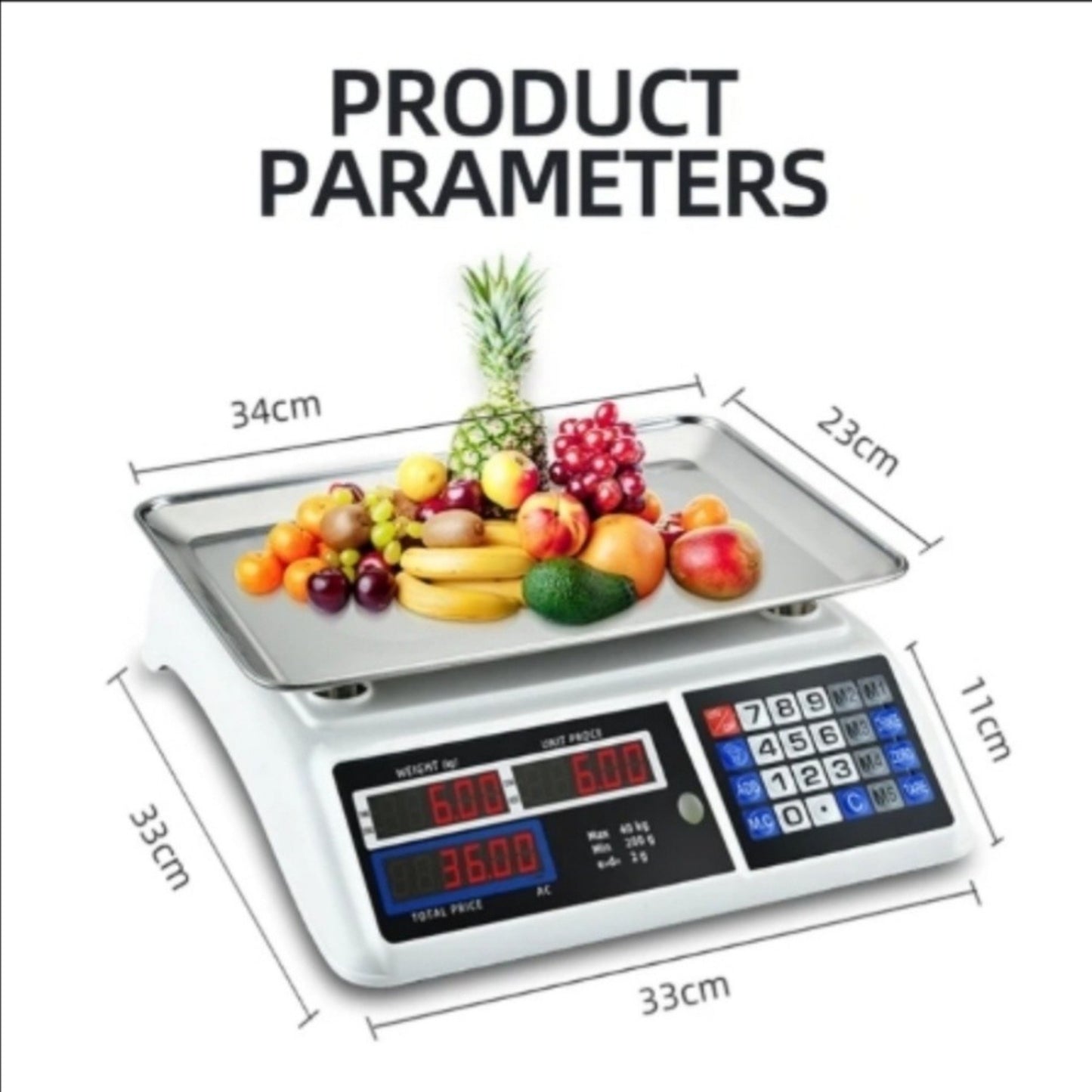 40 KG Electric Digital Price Computing LCD Scale Weight Kitchen Commercial Shop