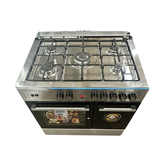 General K gas cooker 5 burners 2 Doors - Silver