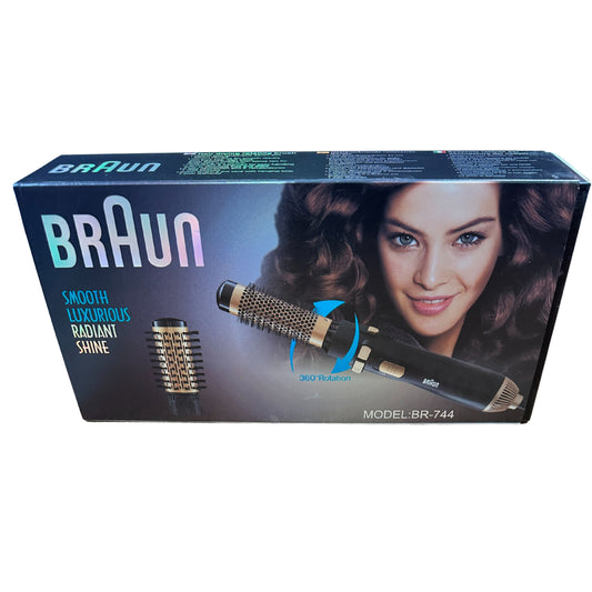 Braun 4 in 1 Blow and Dry Caring Air Styler - Hair Dryer Hot Brush and Hair Curler for Mid to Long Length Hair 4 Attachments 1000 Watts