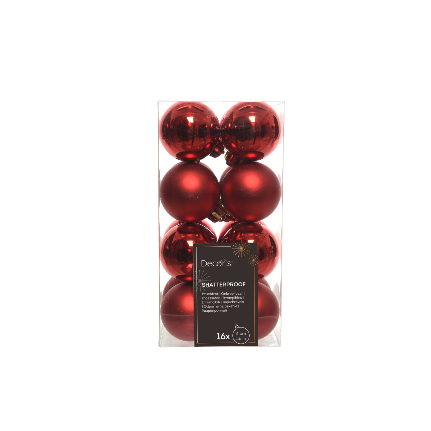 Baubles polystyrene mix 16 baubles 4cm - Red