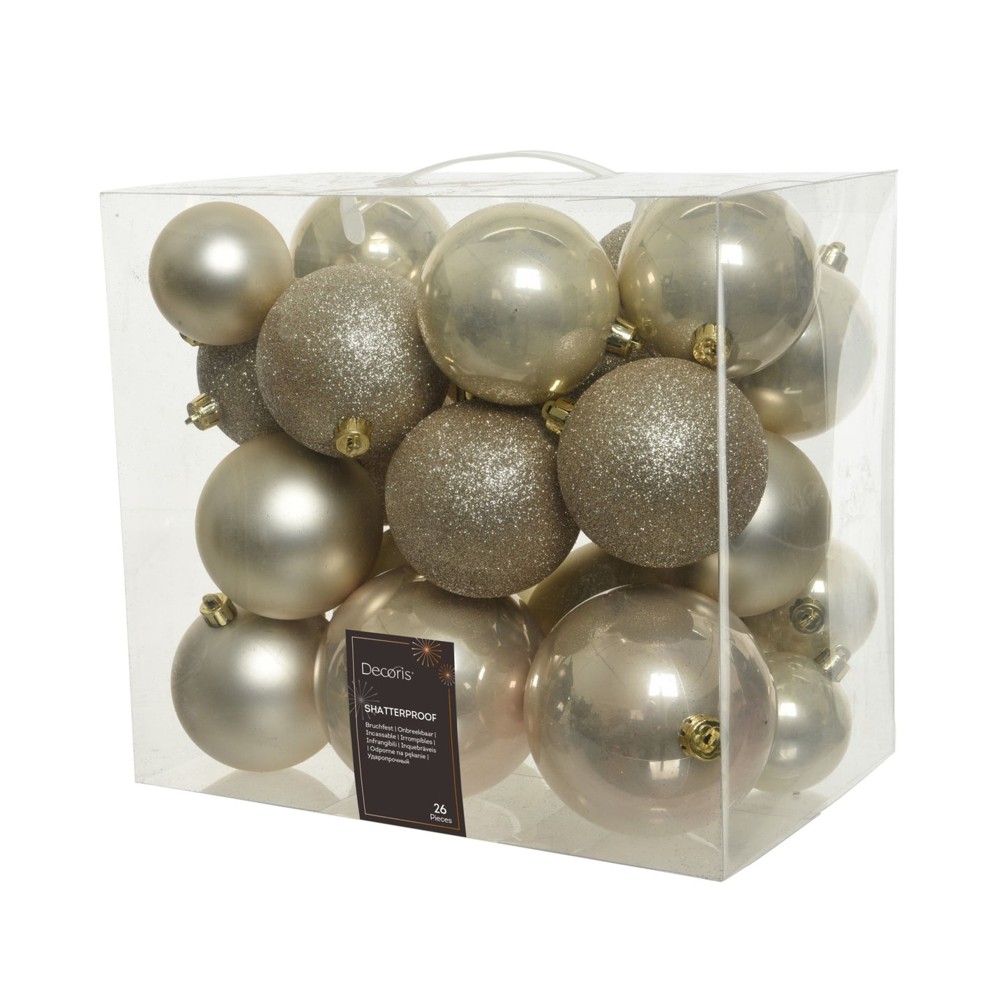 Baubles polystyrene shiny, matt, glitter mix - Pearl 26pcs