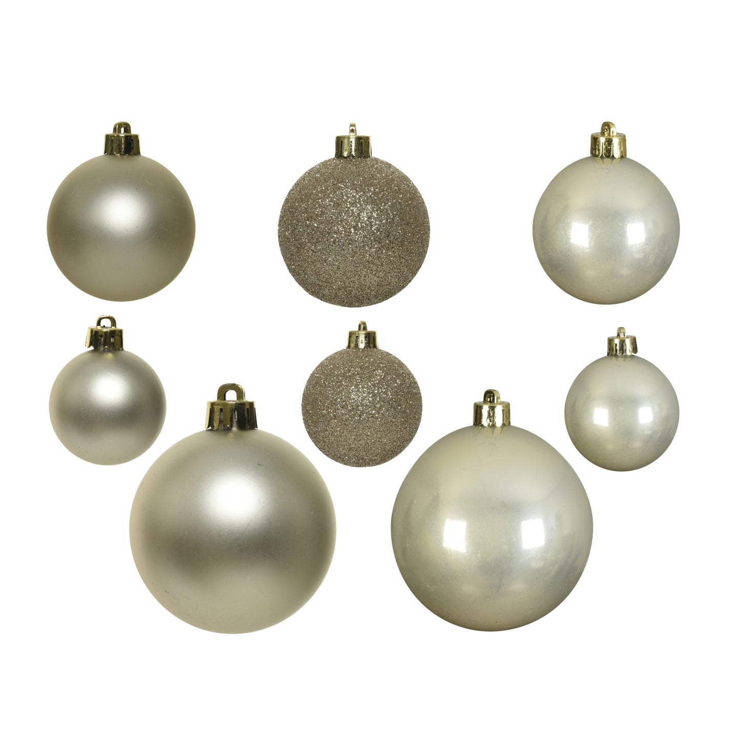 Baubles polystyrene shiny, matt, glitter mix - Pearl 26pcs