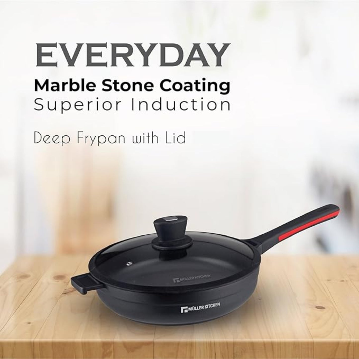 Müller Kitchen Non-Stick Induction Frying Pan with Lid, 28 cm, 3.6 Litres