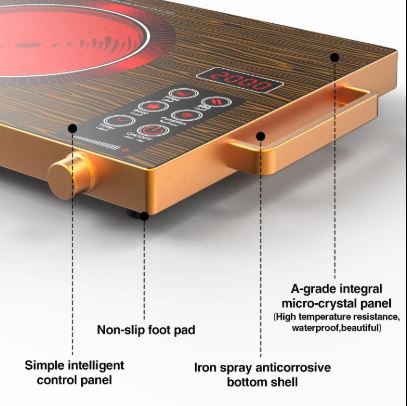 tabletop portable infrared electric stove with digital timer 2000Watt