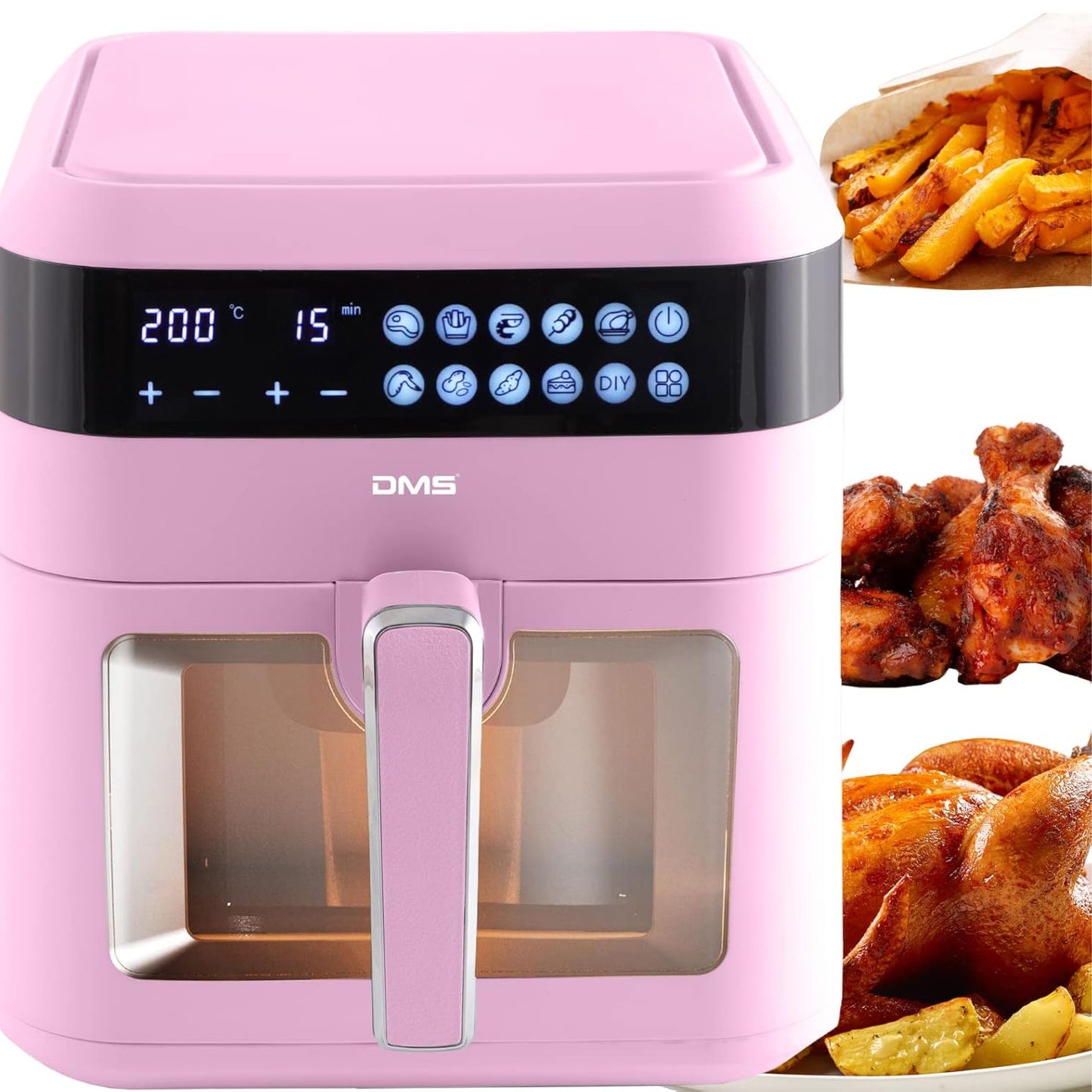 DMS XXXL 7 Litre - 1600W  Hot Air Fryer, Deep Fryer, Oven, Hot Air Grill, Cooker, Grease-Free and No Oil, Includes 10 Programmes and Digital Touch Display, Timer,