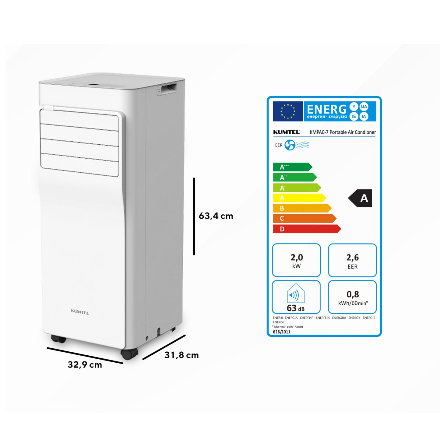 Kumtel Juniper Portable Air Conditioner -  7000BTU