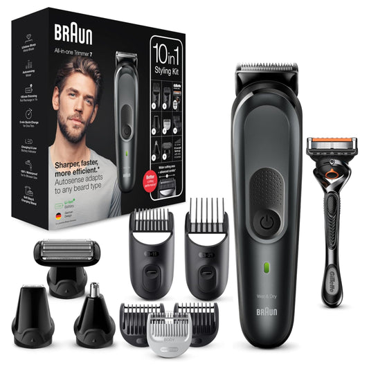 Braun All-in-One 7 Trimmer 1, 10-in-1 Beard Trimmer For Men, 8 Attachments