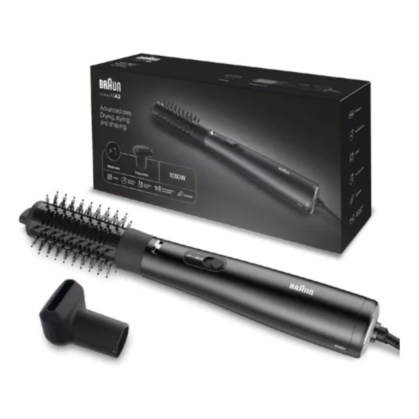 Braun Air Styler AS4.2, Advanced Care, Hair Drying, Styling and Shaping, 1000 Watts with Drying Nozzle, Air Brush  – Ionic Black.