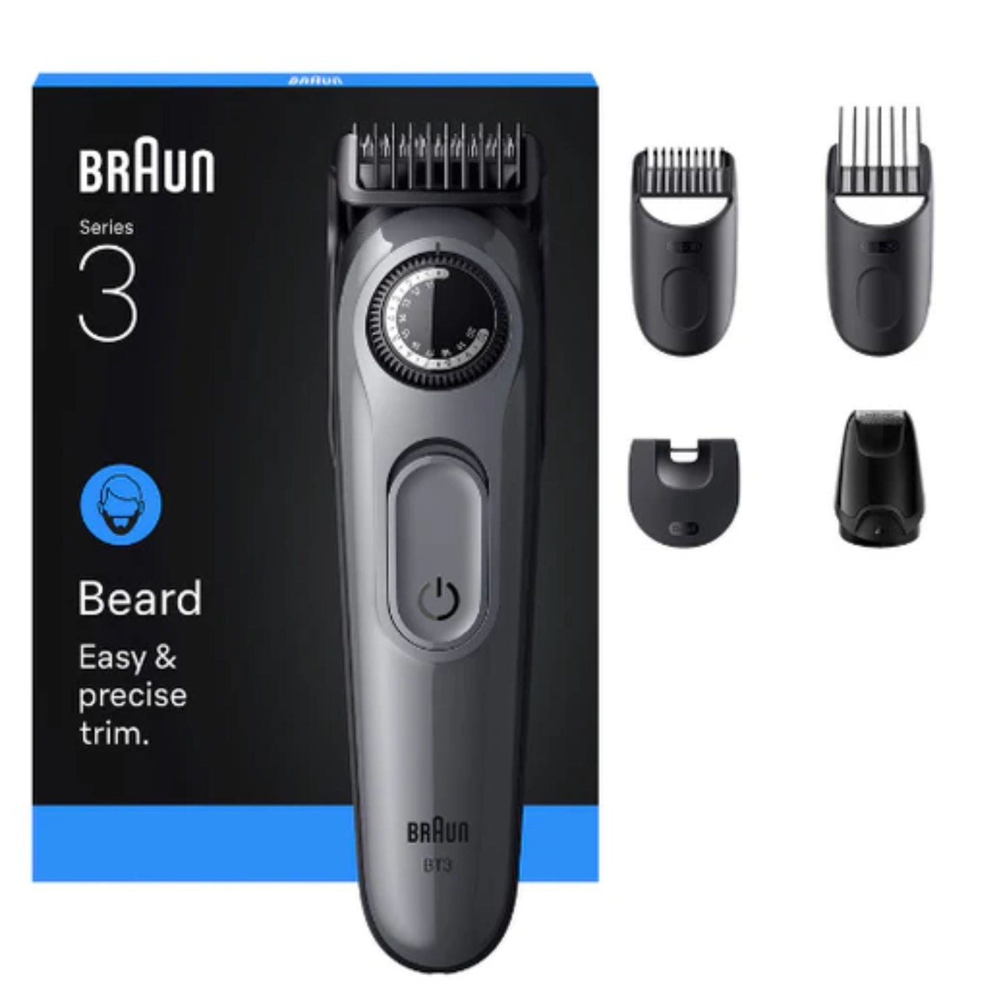 Braun beard trimmer serie 3 40 length settings ultra sharp blade - grey