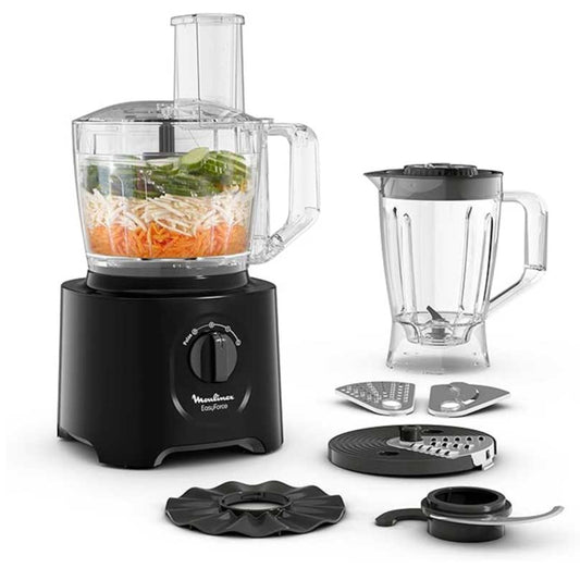 Moulinex  Food Processor – 800W, 2.4L, 6 Attachments, 25 Functions, Black