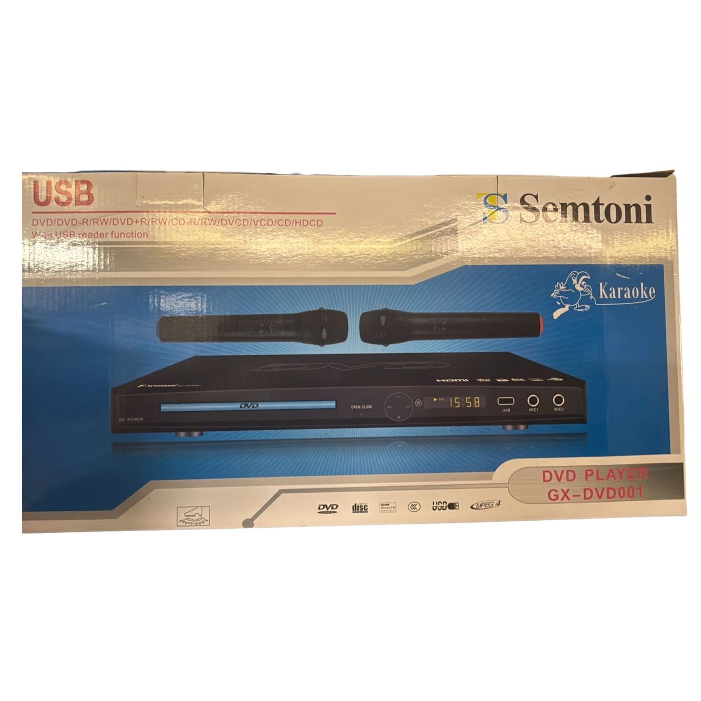 Semtoni DVD player with microphones