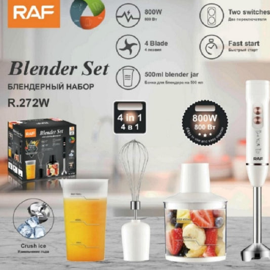 Blender set Hand Blender 4-in-1 Stainless Steel Stem with Chopper and Whisk 800W