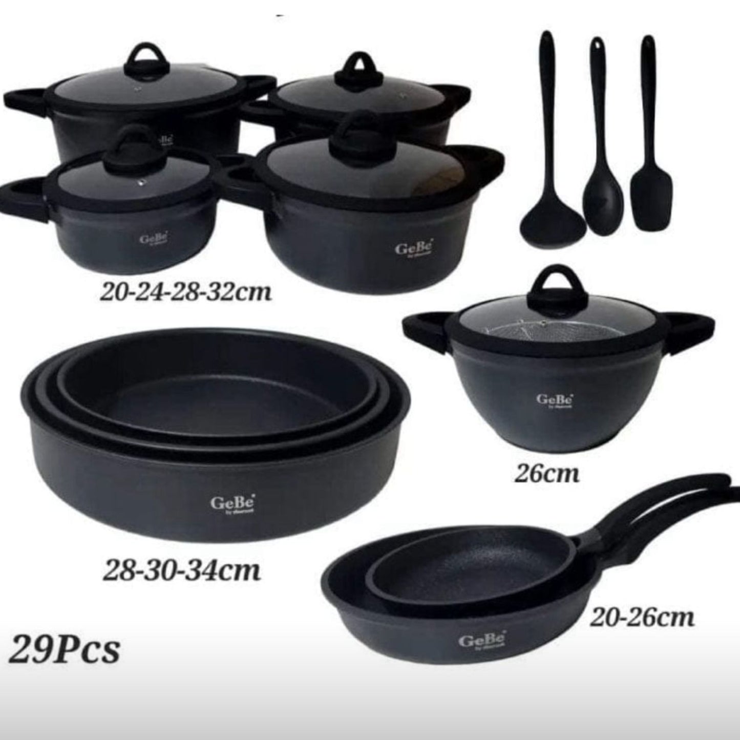 Venus 14pcs Cookware Set - black or grey