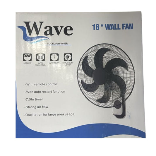 Wave, Wall Fan 18'' 3 Speeds 80W with remote
