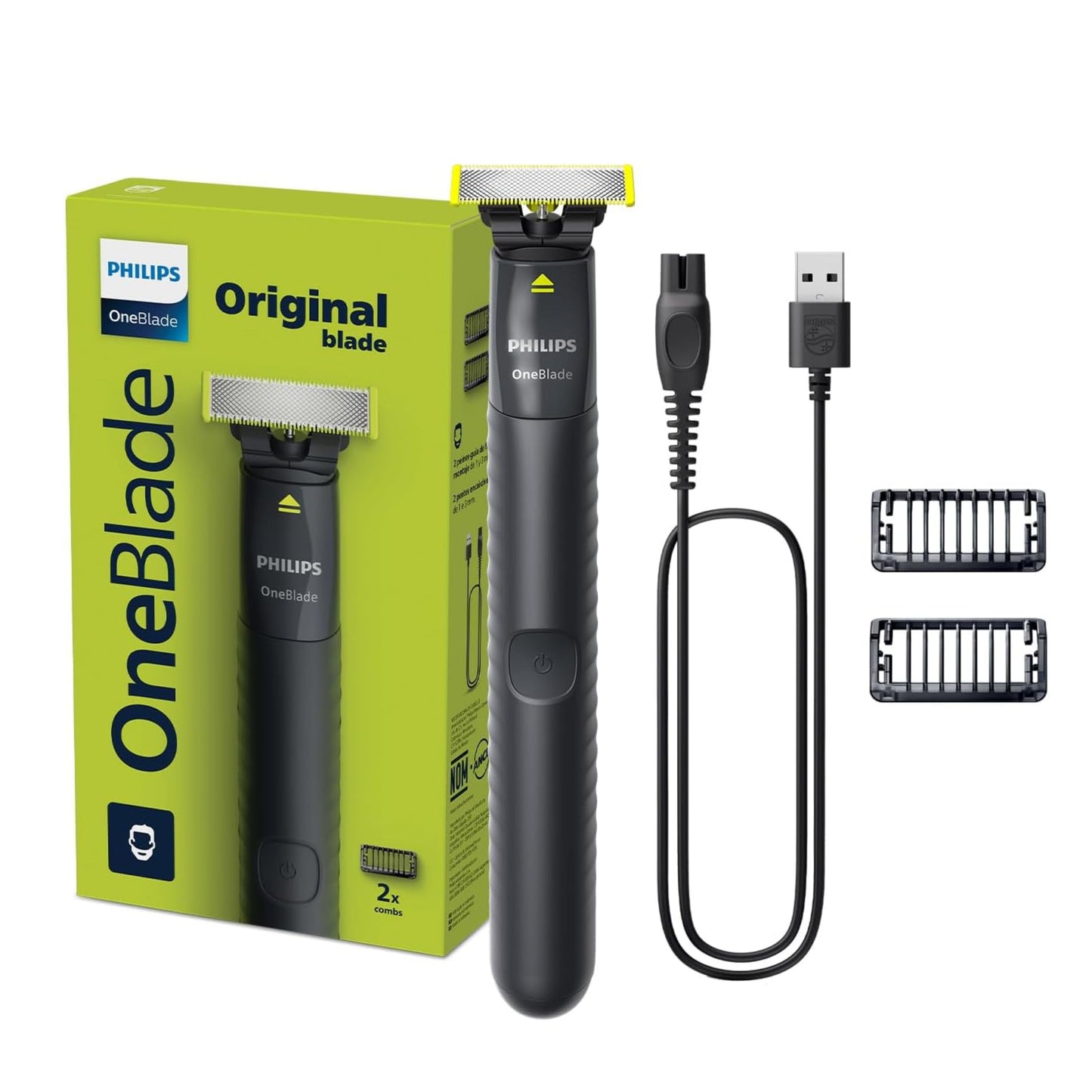Philips OneBlade&nbsp; Trim, Edge &amp; Shave Any Length | 2 Stubble Combs, Dual-Sided Blade | Wet &amp; Dry Use, 30min Cordless