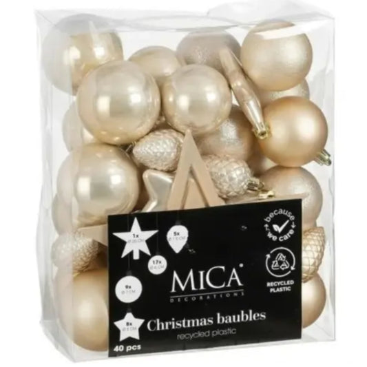 "Bauble unbreakable cream 40 pieces - d6cm "