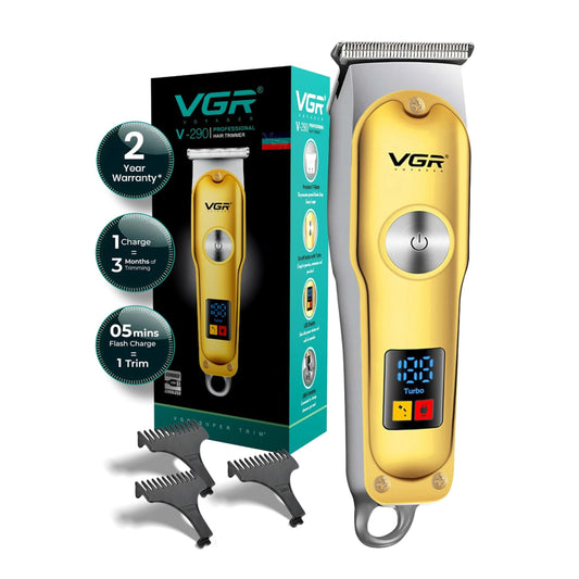 VGR Professional Hair Clipper with LED Display for Men (Gold)