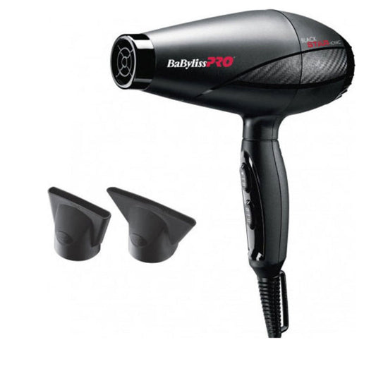 Babyliss, Pro Black Star-Ionic , Hair Dryer With Ionization 2200W With 2 Attachements