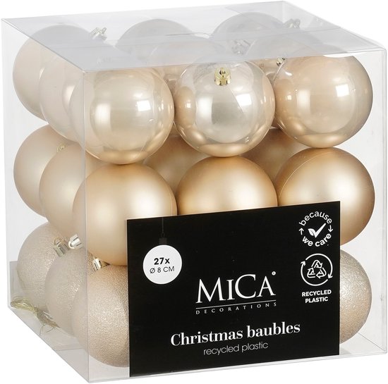 Bauble unbreakable cream 27 pieces 6cm