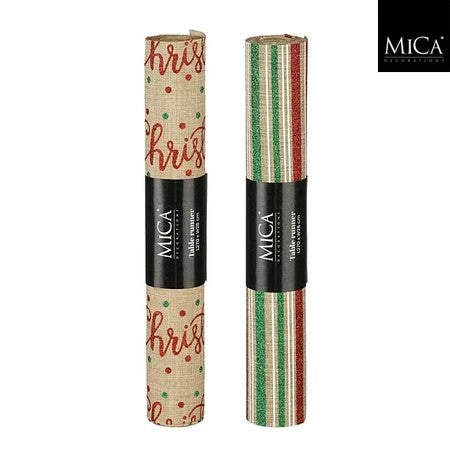 "Tablerunner red green 2 assorted display - 270xw28cm