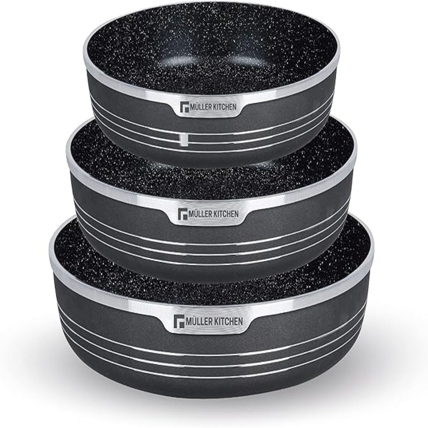Müller Kitchen Baking Tray Set (Marble Cladding, for Induction) 3 PIECE MULTIPURPOSE TRAY SET: 28cm , 32cm , 36cm