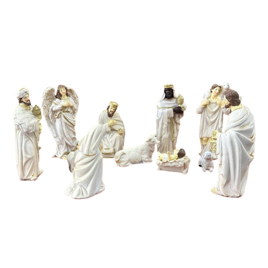 Nativity scene set status 15cm - White