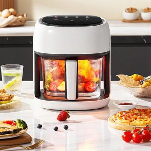 Silver Crest Digital Air Fryer with Glass  Basket for less toxicity  2400W 8.5L - White