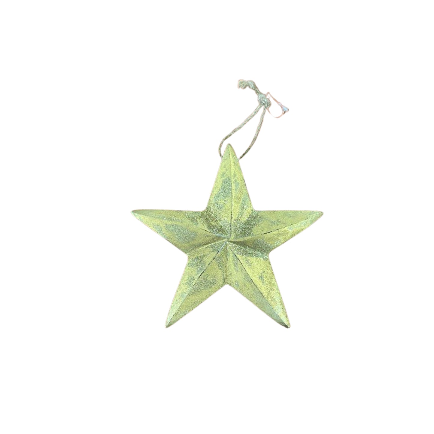Wooden gold star ornament with glitter - 20 cm