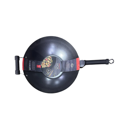 WOK WITH SOFT TOUCH HANDLE - GREY - 14”/36cm - BLACK